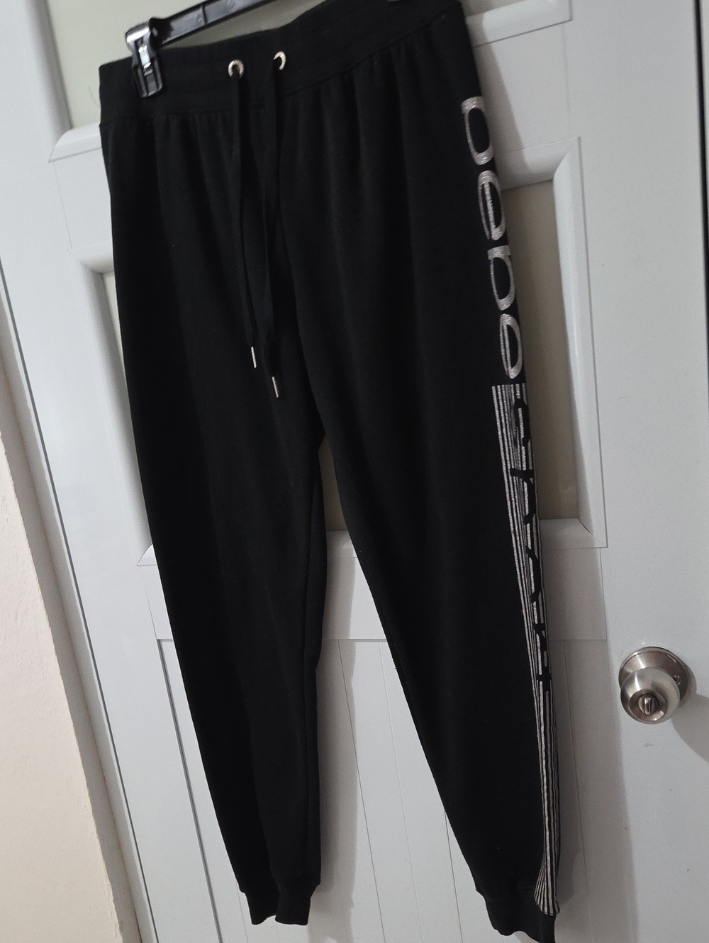 bebe Black Jogger Sweatpants with Side Logo Stripe